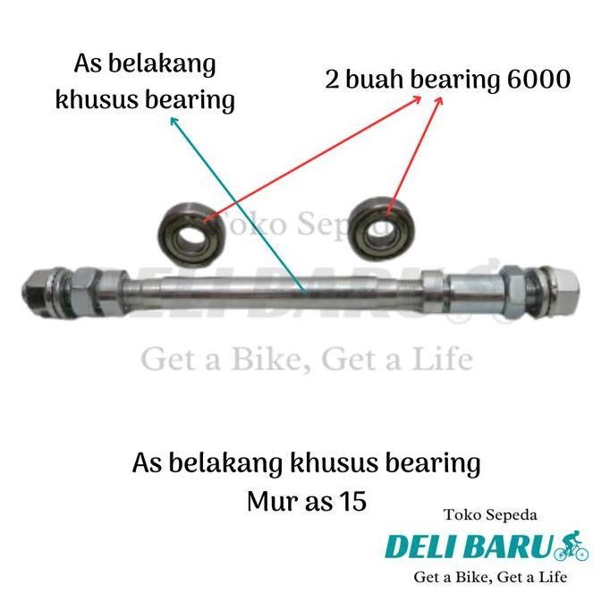 Murah As khusus bearing hub terombol pelek belakang bering 6000 mur as 15 sepeda anak BMX lipat fede