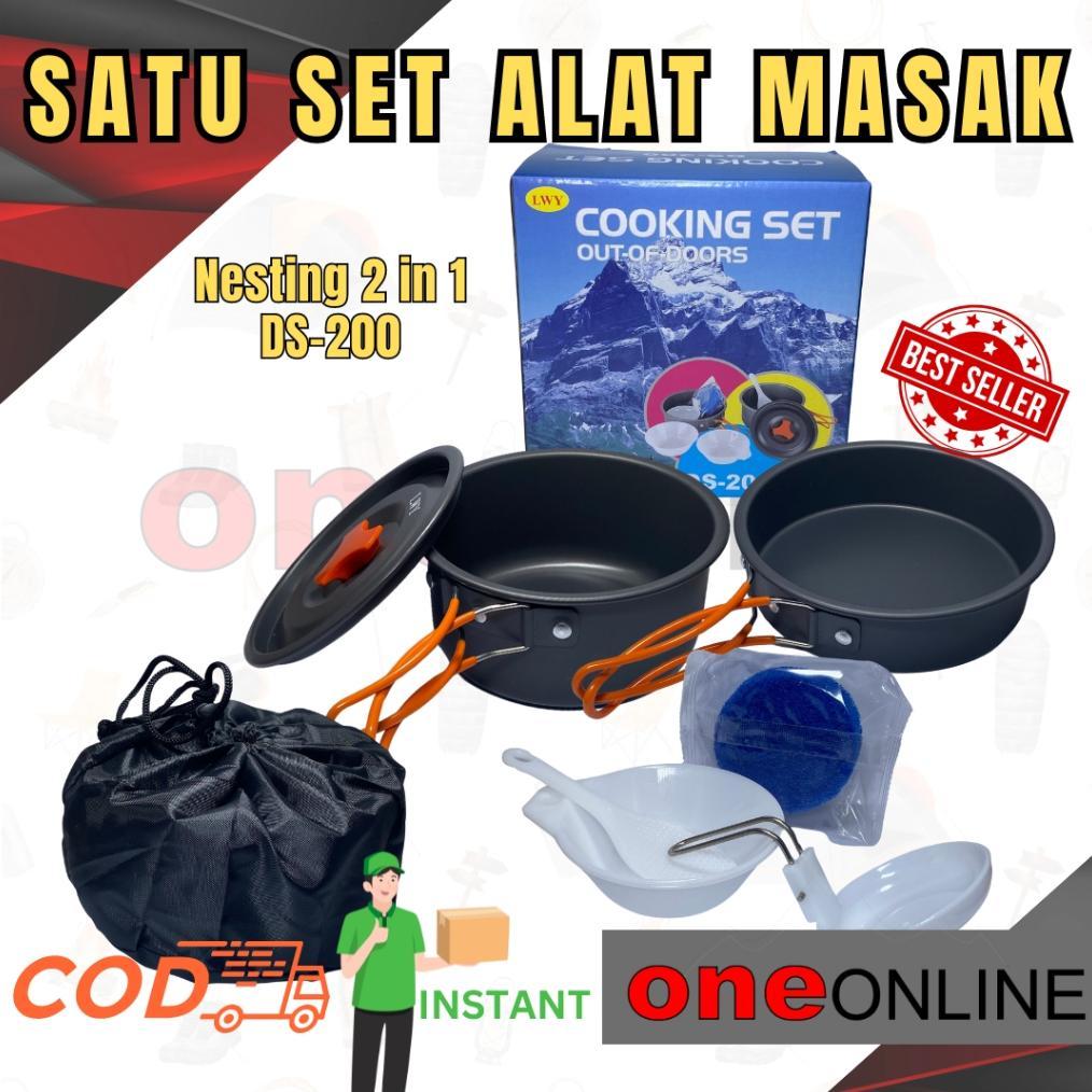 Alat Masak Panci Kemping Gunung. Cooking Set DS200 Camping Nesting 1-2 Person Outdoor