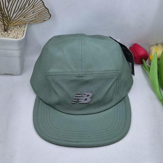 New balance 5-panel performance running training cap unisex original topi lari outdoor pria wanita