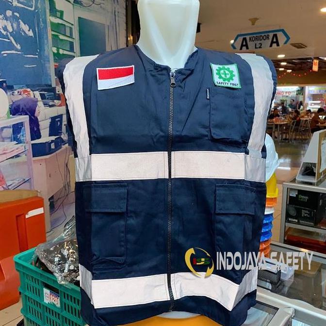 Rompi Safety Proyek Bahan Kain Drill Orange / Rompi Safety Lapangan / Safety Vest K3 RF