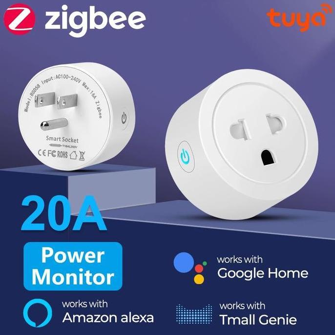 SMATRUL Adaptor US Plug 20A Power Monitor Tuya Zigbee US EU Smart Socket Plug Adapter Wireless Remot