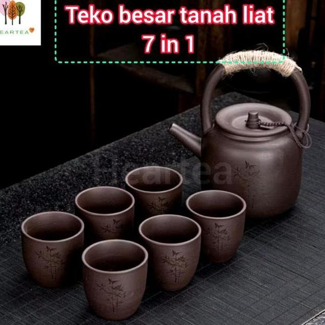 Japanese Style Clay Tea Pot Set Teko Set Tanah Liat Klasik