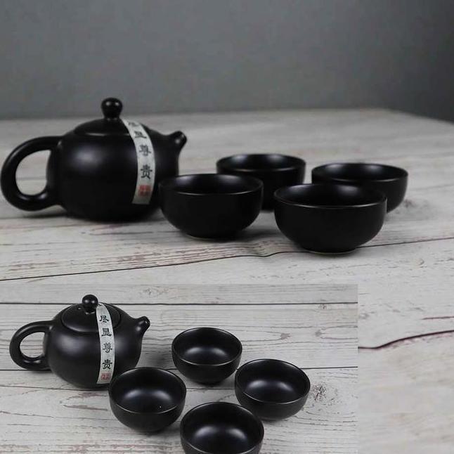 Poci Teko Teh Keramik Tanah Liat Set 4 Cangkir Tas Homadise Teapot