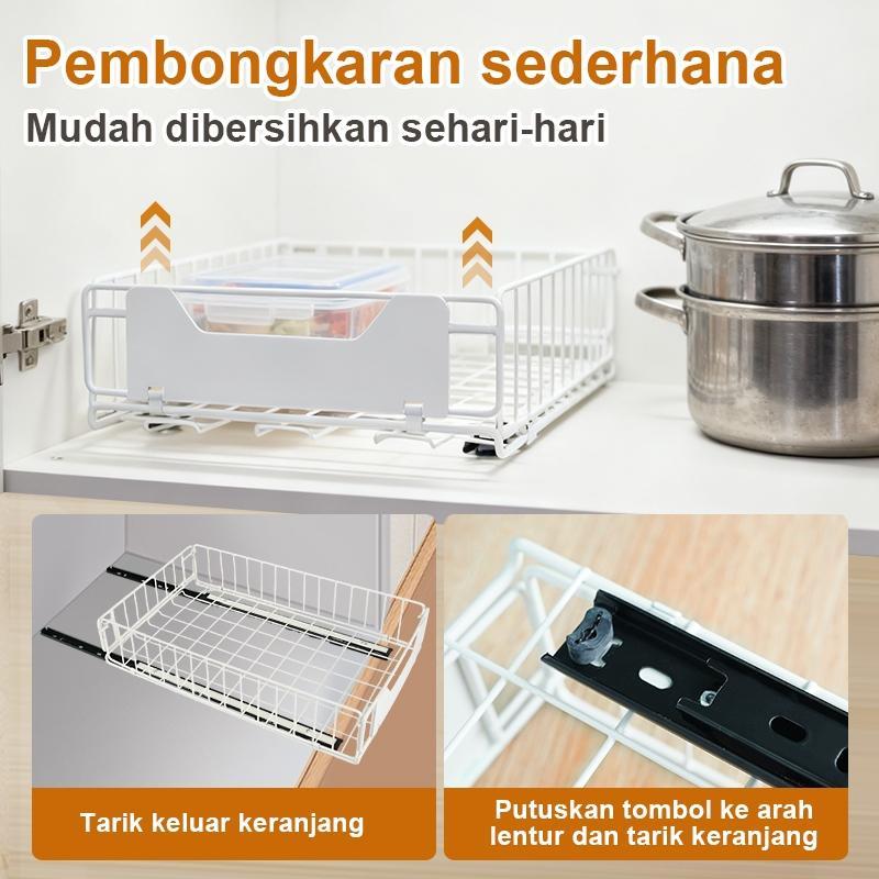 Rak Piring Tarik Tarik Keranjang Bumbu Geser Laci Penyimpanan Lemari Geser Laci Rak Dapur Jenis Laci