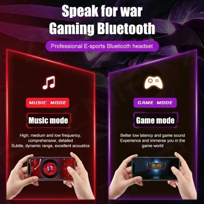 T33 Wireless Gaming Headset Bluetooth 5.1 Earphone TWS Bass Stereo