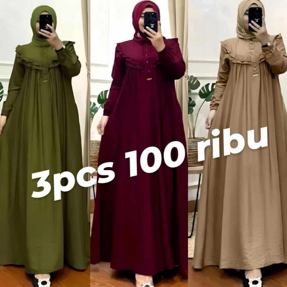 BIG SALE GAMIS CRINKLE AIRFOW MAXI DRESS SAMIRA TERBARU SERATUS RIBU DAPAT 3 PCS //GAMIS 100 DAPAT 3
