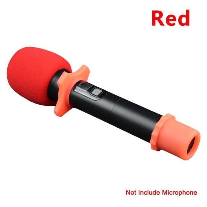 Volwe- 2Set Ring+Busa Mic Karaoke Karet Cover Pelindung Ring Mic Holder Mikrofon Wireless Microphone