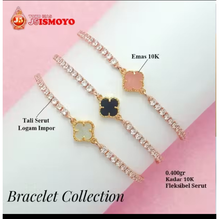 Gelang Tali Serut Kombinasi Emas Mas Clover J5 Ismoyo