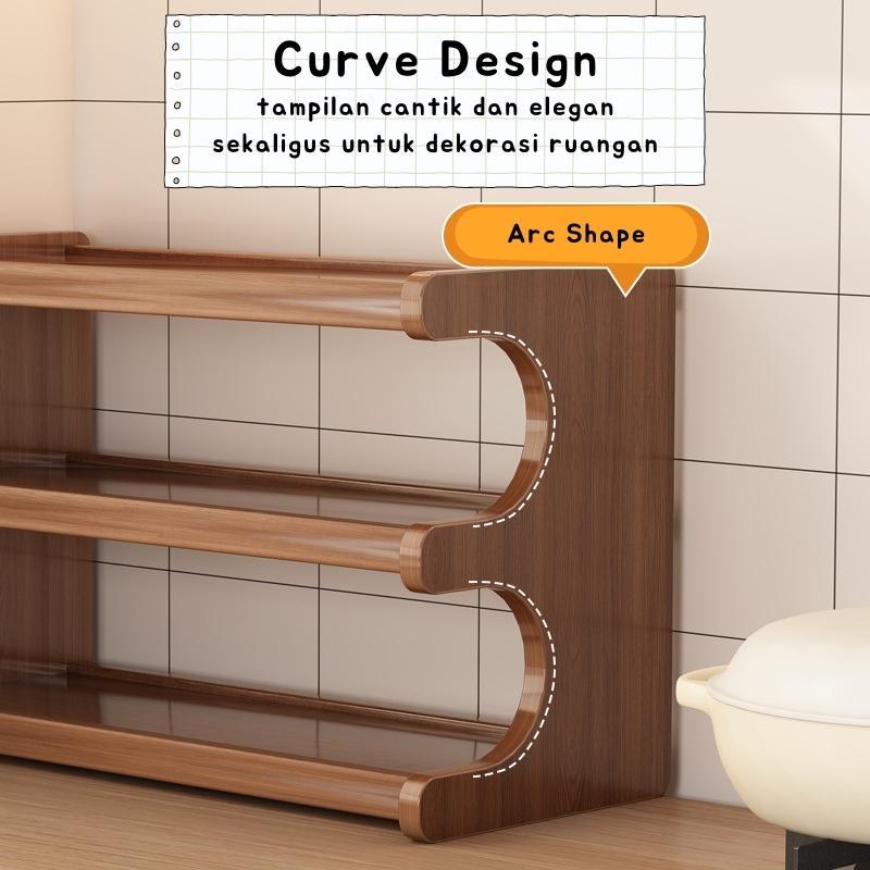 Blou Rak Kayu Aesthetic Estetik Kitchen Rack Seasoning Storage Rack Rak Kayu Bambu Gelas Bumbu Dapur