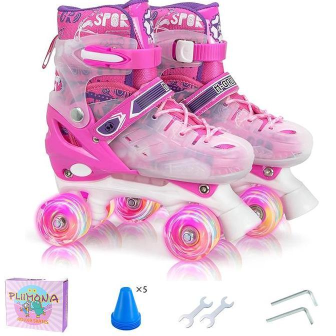 Sepatu Roda Dua Baris Anak Perempuan Cocok untuk Pemula Ukuran Dapat Disesuaikan Outdoor 6-10 Tahun 