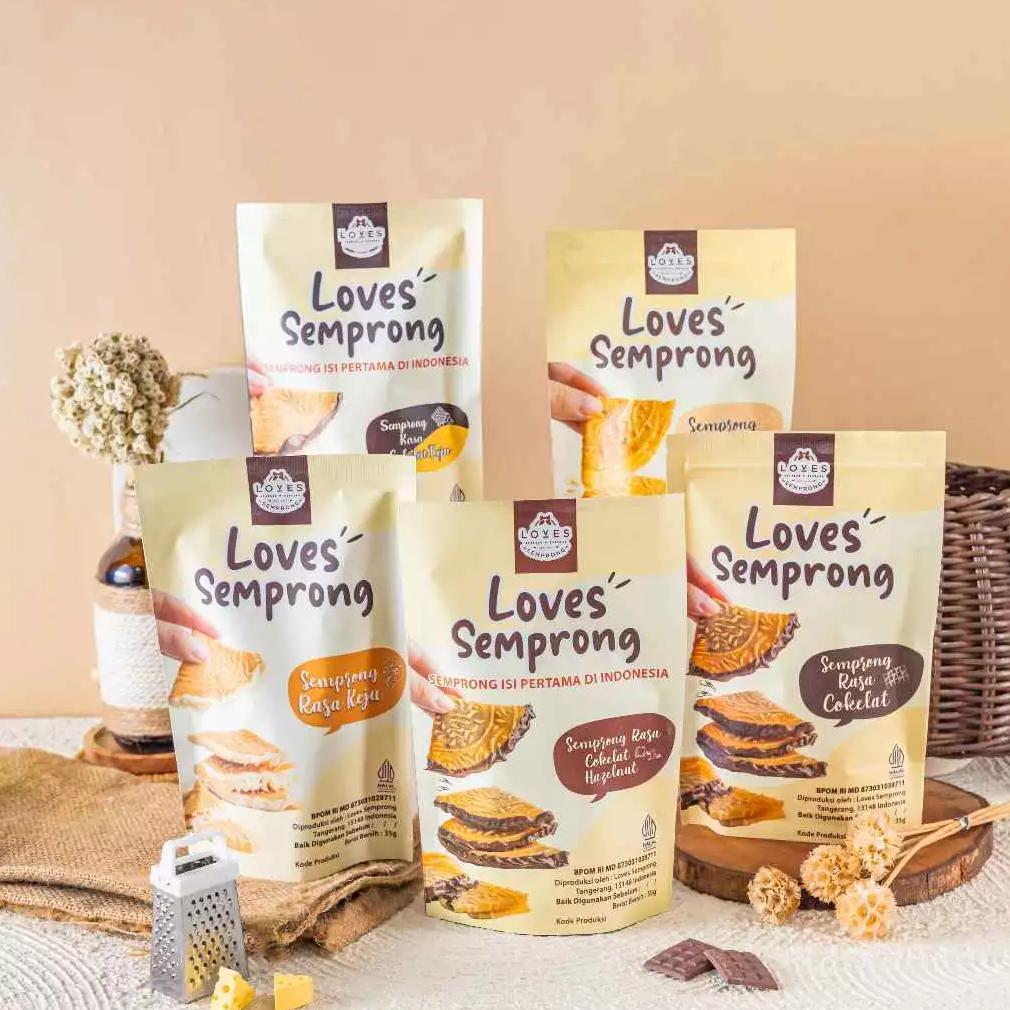 Loves Semprong Kemasan Pouch | Cemilan Snack Kue Semprong Isi Viral 6 Pcs 50 gr