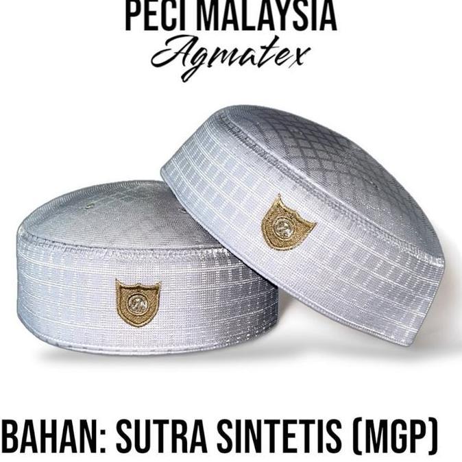 Termurah / Hot Sale Peci Malaysia Agmatex Bahan Sutra Sintetis Mgp Kopiah Pria Songkok Motif Logo Pu