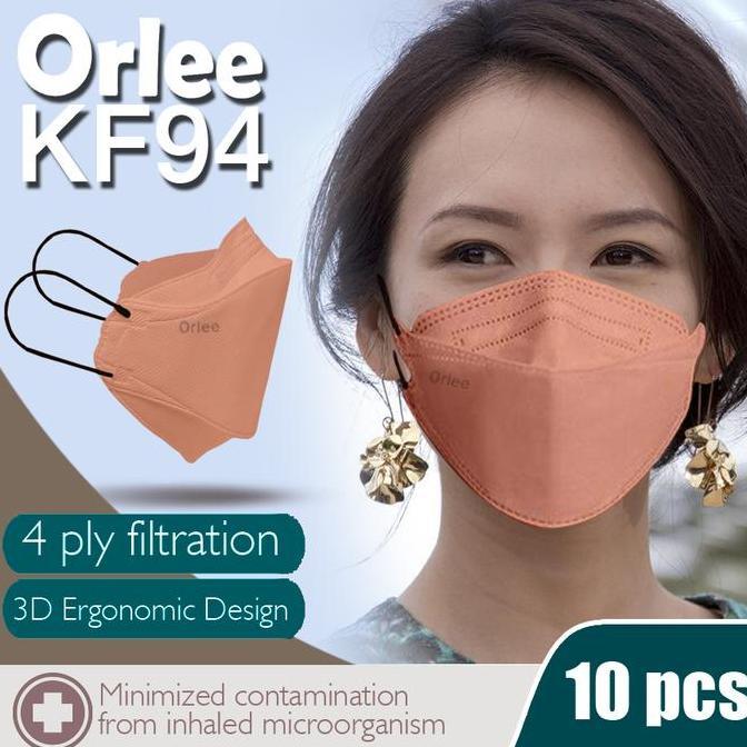 ARURU Masker KF94 Orlee 4ply earloop Peach Green Tea Matcha Cream isi 10