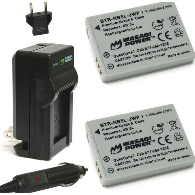 TERLARIS - Wasabi Power Battery & Charger for Canon NB-5L NB5L Baterai IXUS 90 800 850 860 870 900 9