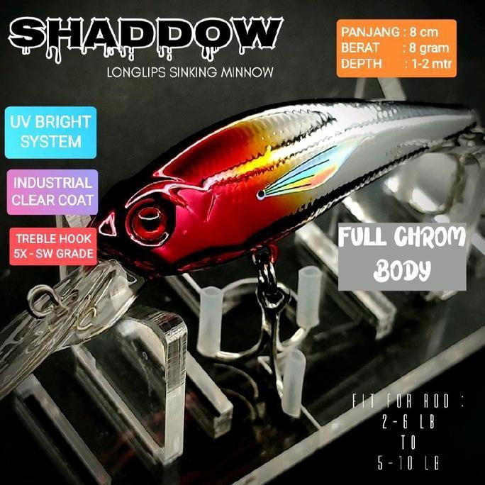 Lure " SHADOW "  8gram / 8 cm minnow lidah panjang umpan pancing ikan muara laut lais hampala gt tom