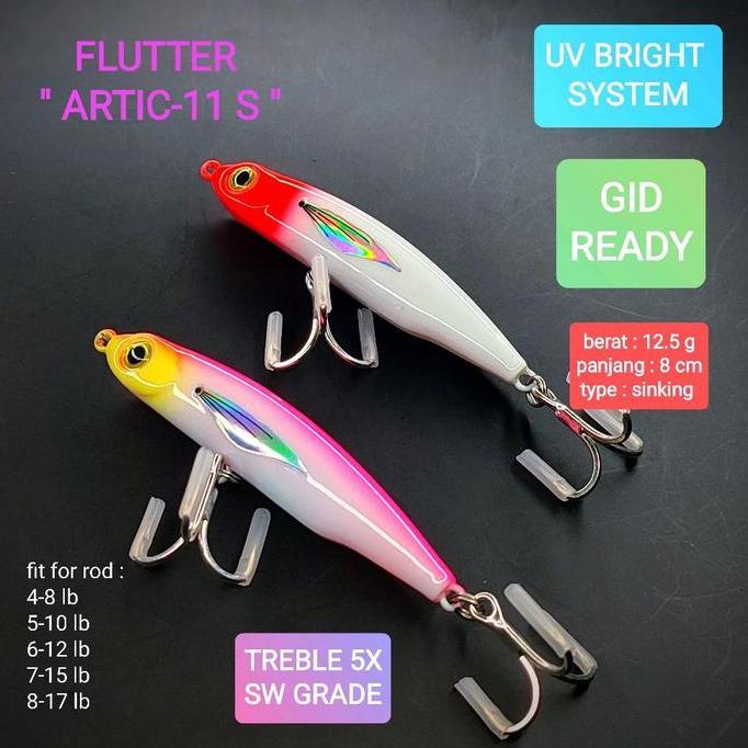 Umpan Pancing Ikan Laut Hampala ARTIC 11 Pencil Stickbait 12.5g/SINKING  Full GID Lure Jig