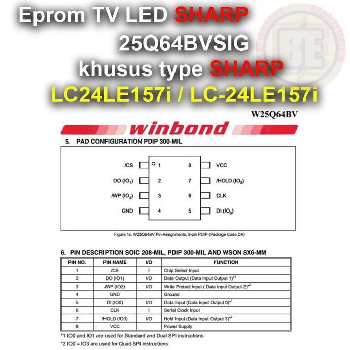 Ic Eprom Firmware TV SHARP LC24LE157i / LC-24LE157i