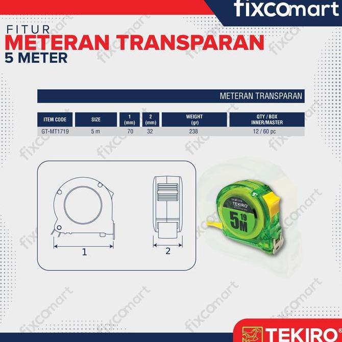 Indusprik- Tekiro Meteran Transparan 5 M / Tekiro Meteran 5 M
