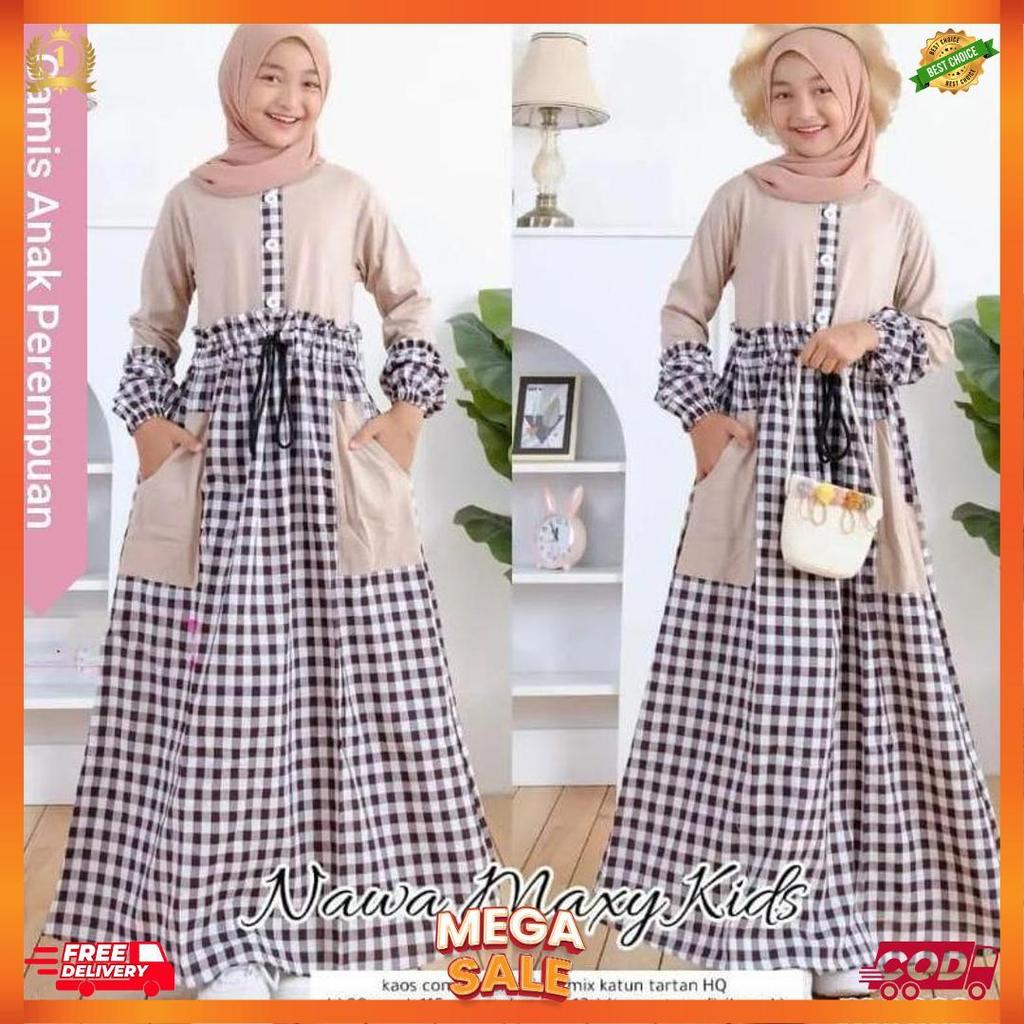 Terbaru  Nawa Maxy Kids / Baju Syari Anak Perempuan Terbaru 2022 / Gamis Terbaru 2022 Modern Lebaran