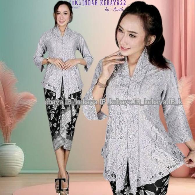 AI132 - Setelan Kebaya Floy Brokat Modern Elegan Dress Baju Atasan Wanita Dewasa Seragam Kondangan W