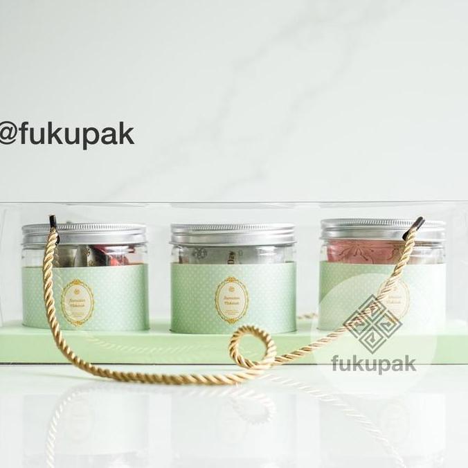 (20 pcs) Fukupak Box Mika Tali untuk 3 toples kue kering kotak hamper cookies mika kue cake dessert 