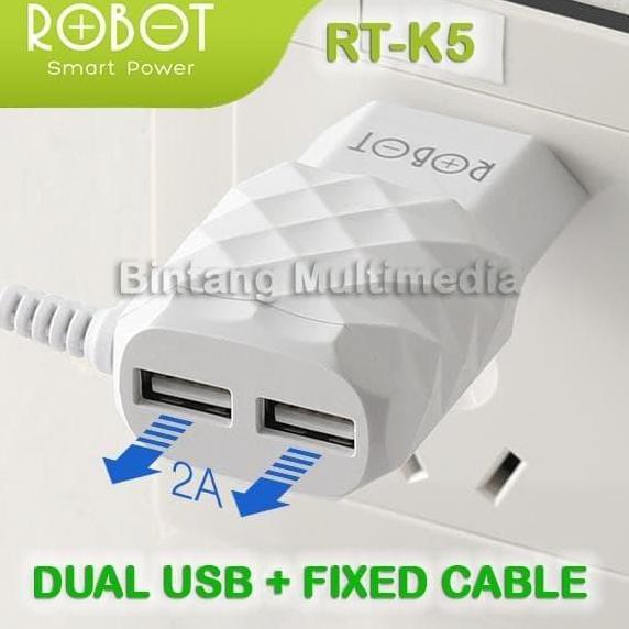 Charger Robot RT-K5 USB Adaptor HP 3 Output Casan Handphone 2.1 A Ori