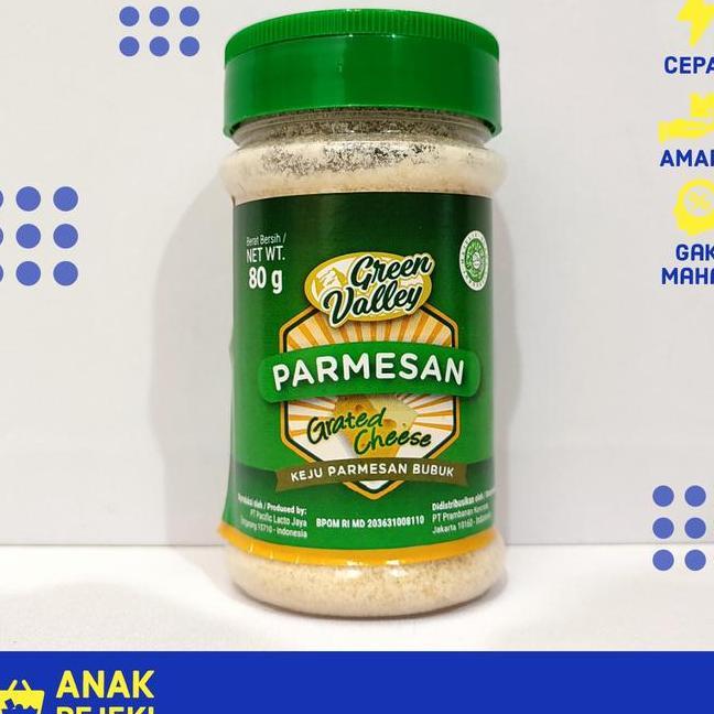 Keju Parmesan Green Valley 80Gr Parmesan Bubuk Grated Cheese Halal