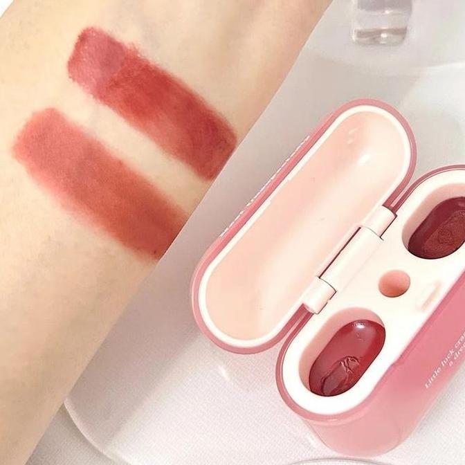 Papupi- BpomCod | Diskon 2 Pcs Lebih Banyak Lip Gloss Lip Gloss Berawan Lip Glaze Dual Colour Headph