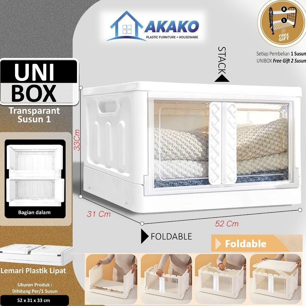 AKAKO UNIBOX SERBAGUNA BOX PORTABLE STORAGE BOX MULTIFUNGSI AKAKO BEAUTY CABINET 45L