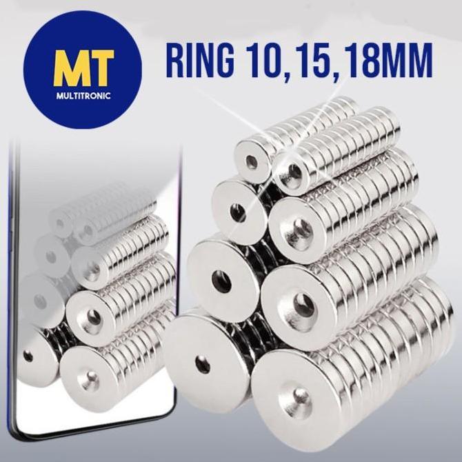 Magnet Neodymium Bulat Ring Diameter 10mm dan 15mm dan 18mm