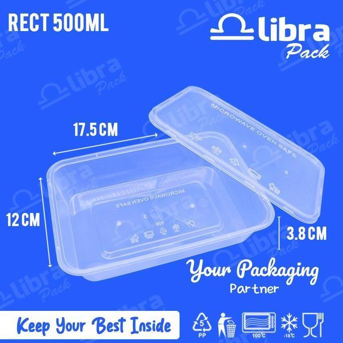 Kotak makan anti pecah tepak plastik tahan safe microwave thinwall klir lunch box 500ml rectangle is