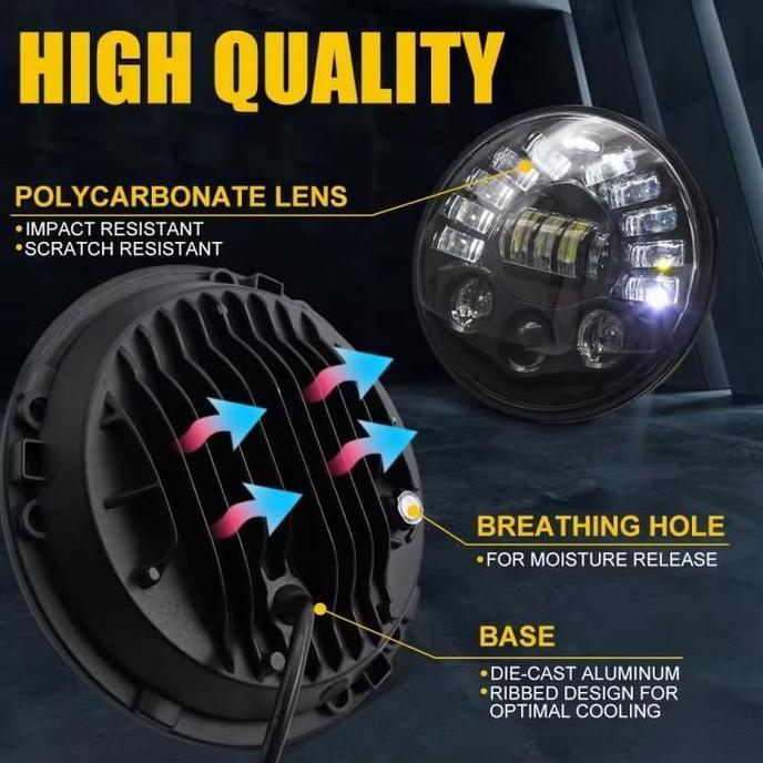 Promo lampu projector 7 inch & 5 75 inc dymaker ori dot sae 16 original ori dus hitam vixion old bir