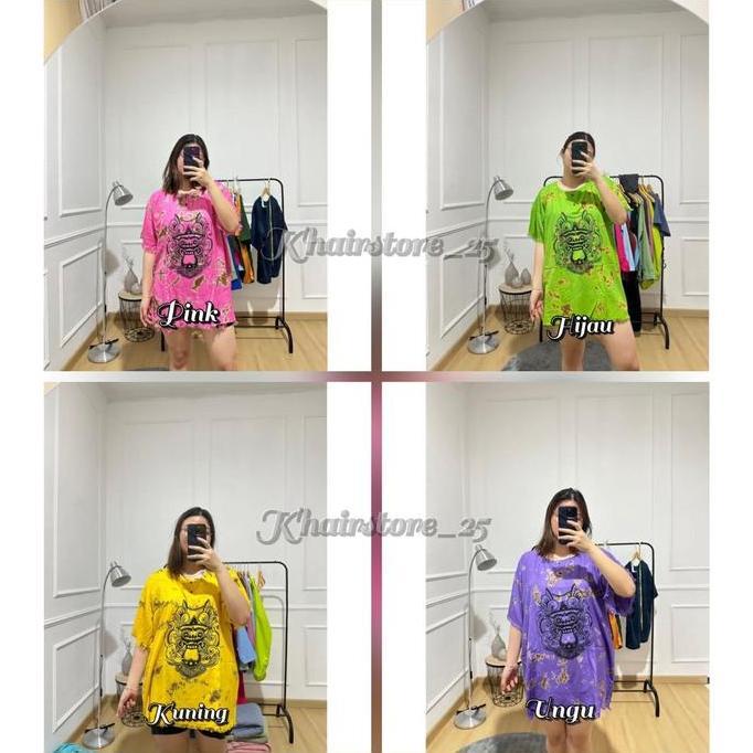 Iyakirim- Baju Kaos Barong Bali Pria Wanita Santai Rayon Kancing Motif Tie Dye Oversize Pendek Dewas