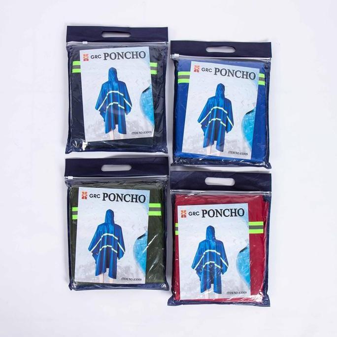 Kidbig- Grc Jas Hujan Ponco Dewasa Bahan Pvc Safety Scotchlite Reflektif Strip Tahan Air, Kancing Sa