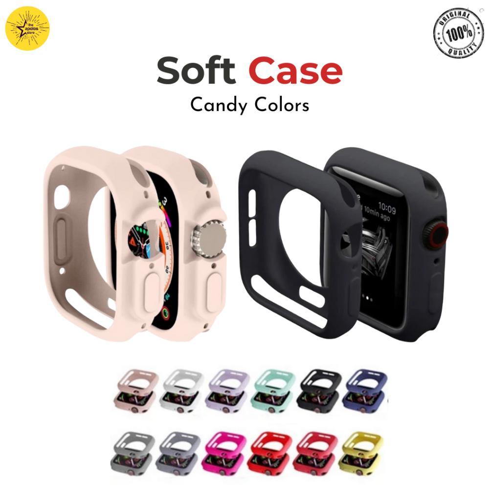 sale Soft Case Apple Watch iWatch Bumper  9 8 7 6 SE Pelindung T55 Ultra SilikonSmartwatch T500 i8