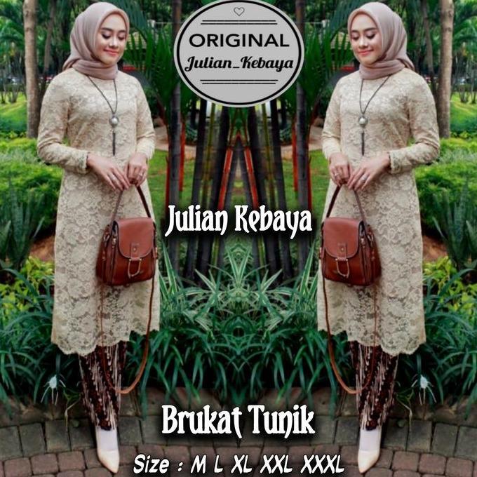 Promo Setelan Baju Kebaya Brukat Tunik Wanita Muslim Modern / Atasan Kebaya Brokat Kondangan Wisuda 