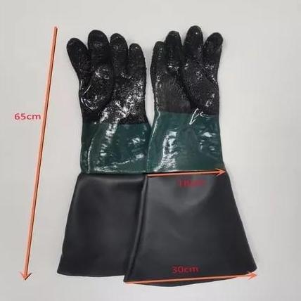 BAJANTEKNO 1 Pair Sandblasting Tangan Karet Sarung Tangan Blasting 65cm Gloves Sandblasting Sarung T