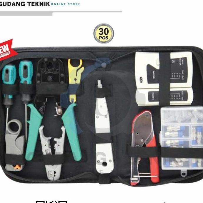 GRASSSTEKNO Tool Set Network 30 PCS ALDO 630 / Peralatan Instalasi Jaringan ALDO 630 - Kunci Tool Se
