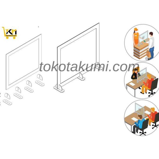 Sekat Pembatas Meja ukuran 70x60 cm isi 6 Pcs - Covid Shield Combi
