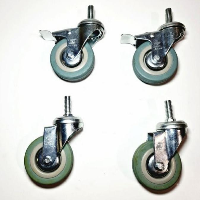 roda karet tusuk drat roda troli abu abu 3 inch ( 2putar 2rem) TERMURAH
