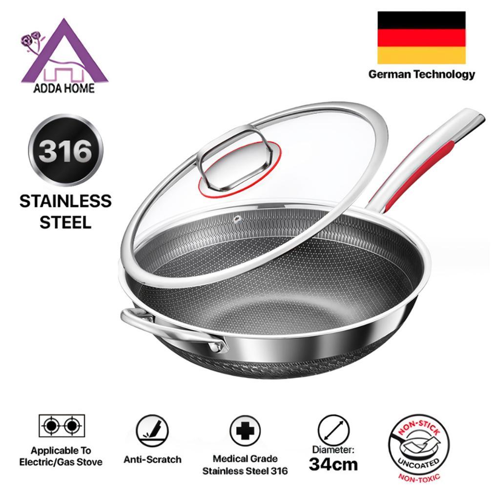 PREMIUM Wajan Penggorengan Wok Pan Anti Gores Anti Lengket Stainless 304