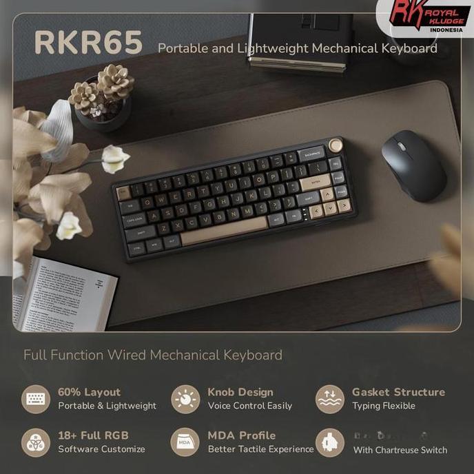 Funfake- Royal Kludge Rk R65 Knob 65% Gasket Mechanical Keyboard