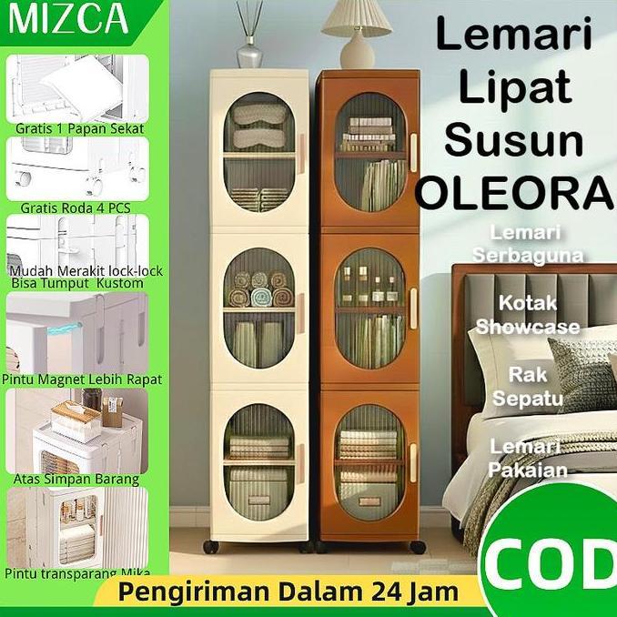 TERMURAH - MIZCA Lemari Lipat Susun Plastik OLEORA Lemari Pakaian Plastik LEORA Lemari Portable Rak 