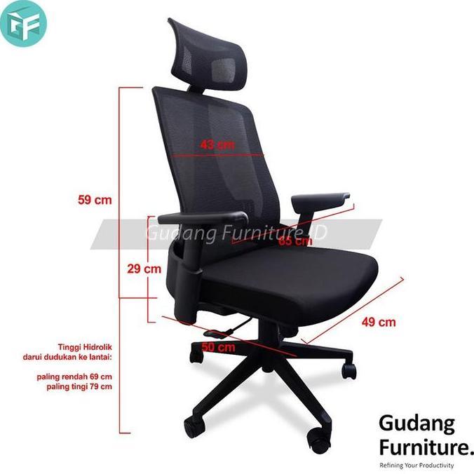 Kursi Kerja Manager Kursi Kantor Ergonomis Kursi Jaring Hidrolik Insperra Haftig (TERBAIK) (TERBARU)