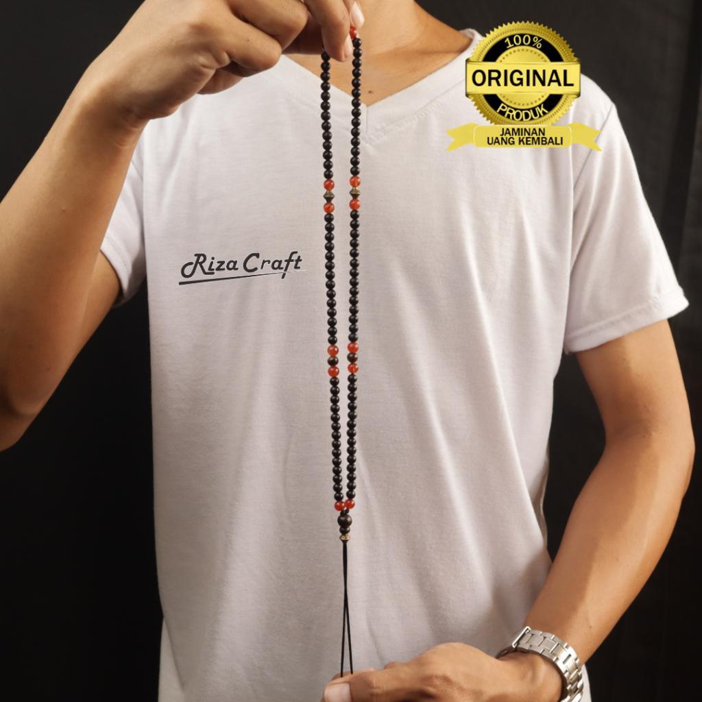 Kalung Tasbih Pria Wanita Kecil Keren Kayu Kokka Kaukah Kaokah Hitam Mix Batu Garnet Tiger Eye Asli 