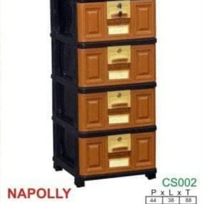 BEBAS ONGKIR - Laci/Lemari Pakaian susun 4 Napolly kunci/Lemari Plastik Napolly 4ssn