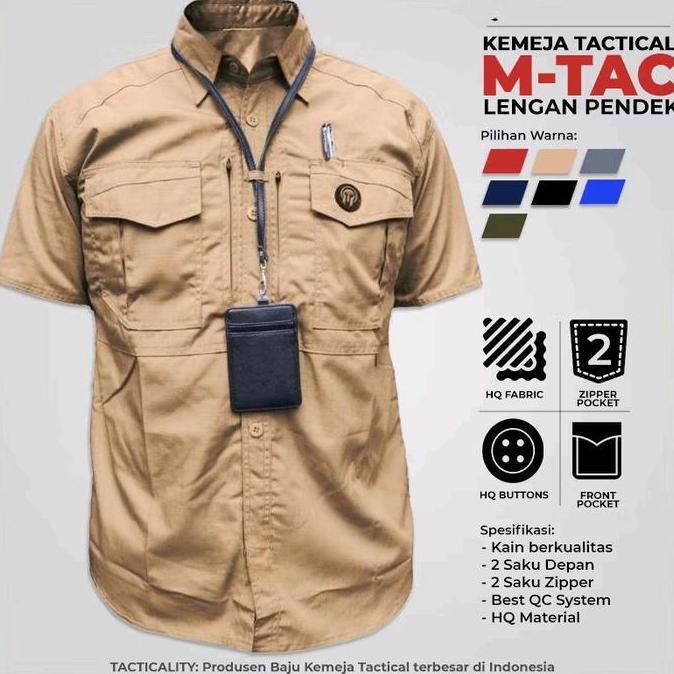 Kemeja Tactical lengan pendek MTAC RIPSTOP Baju Kerja Lapangan PDH PDL Pria Keren Outdoor Kantong At