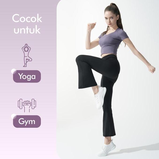 TERBARU - [Hapigogo] Celana Cutbray Wanita Yoga Celana Olahraga Wanita Legging Sport Pants Cutbray W