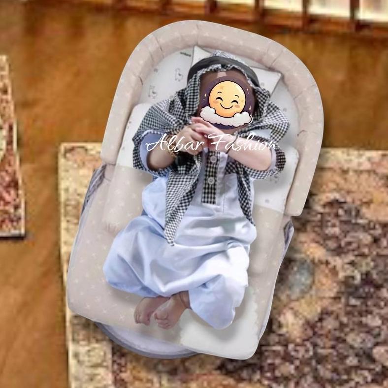 Premium Baju Gamis Jubah Koko Bayi Set Sorban 0-2 Tahun Jubah Bayi Newborn Plus Surban Igal