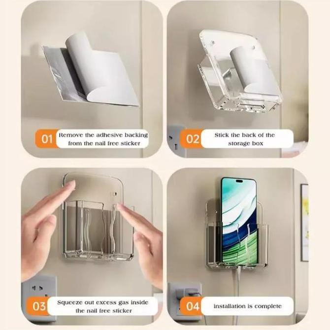 KEZHINES Uniq Rak Ponsel Pengisi Daya Charger Stiker Sticker Tempat Akrilik Bening HP Phone Holder R